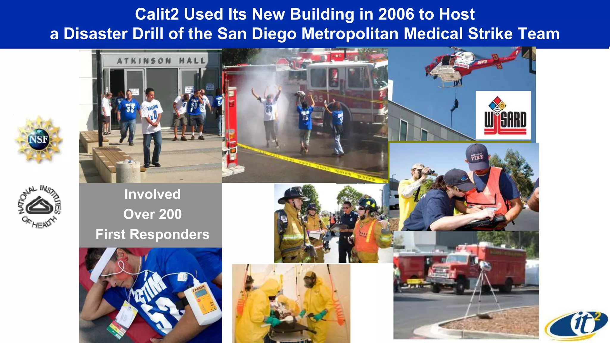 Calit2 Used Its New Building in 2006 to Host
a Disaster Drill of the San Diego Metropolitan Medical Strike Team
Involved
Over 200
First Responders
 
