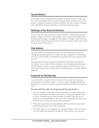 Rotary club secretary's manual
