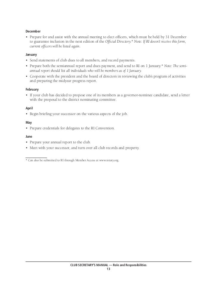 Rotary club secretary's manual