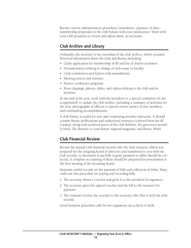 Rotary club secretary's manual
