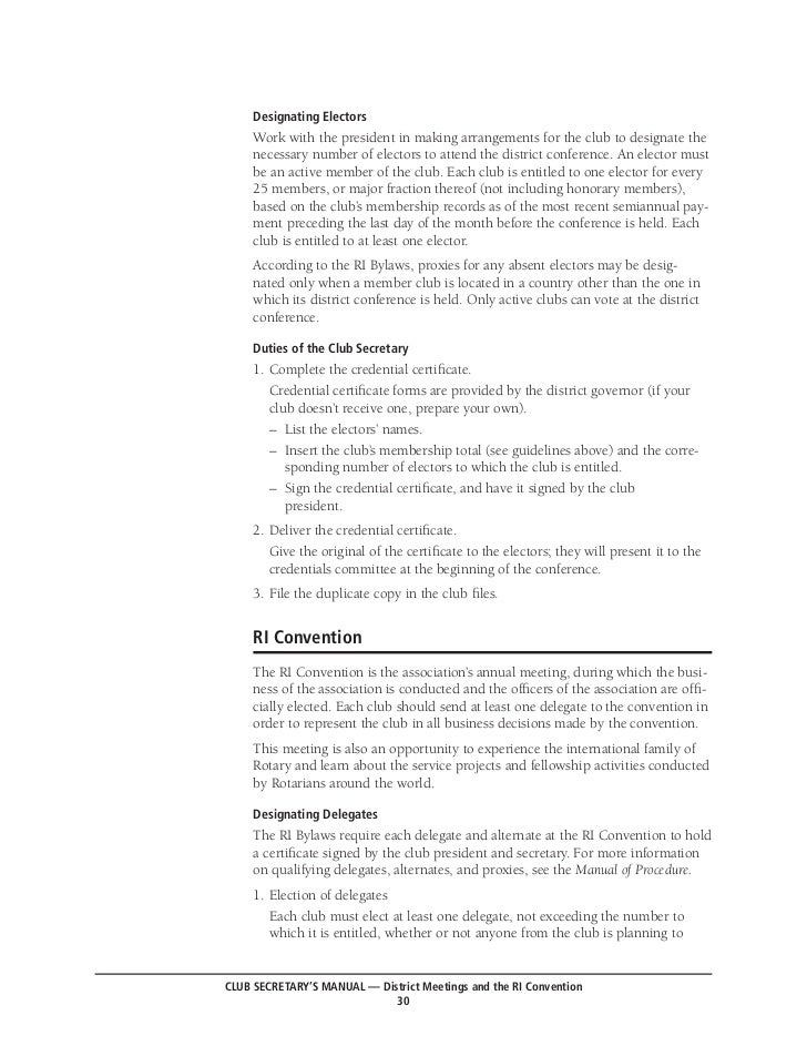 Rotary club secretary's manual