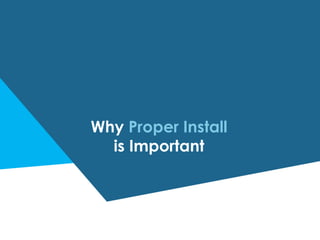 Why Proper Install
is Important
 
