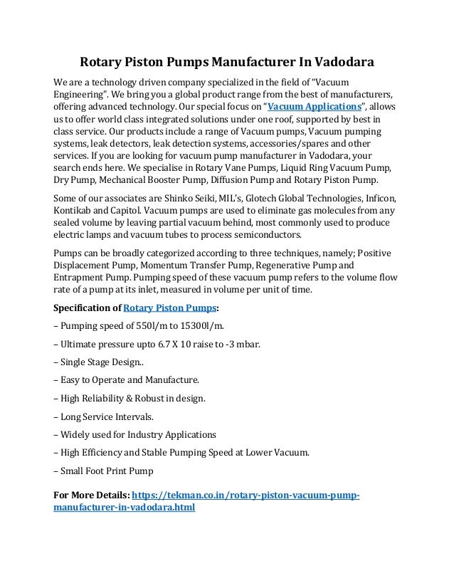 Rotary Piston Pump Working Principle!