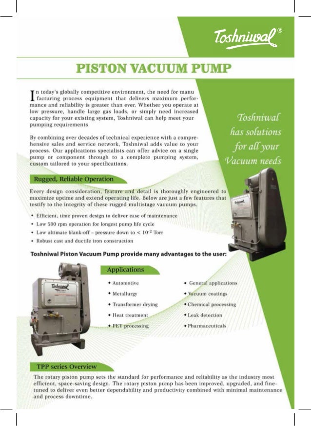 Toshniwal Rotary piston vacuum pumps