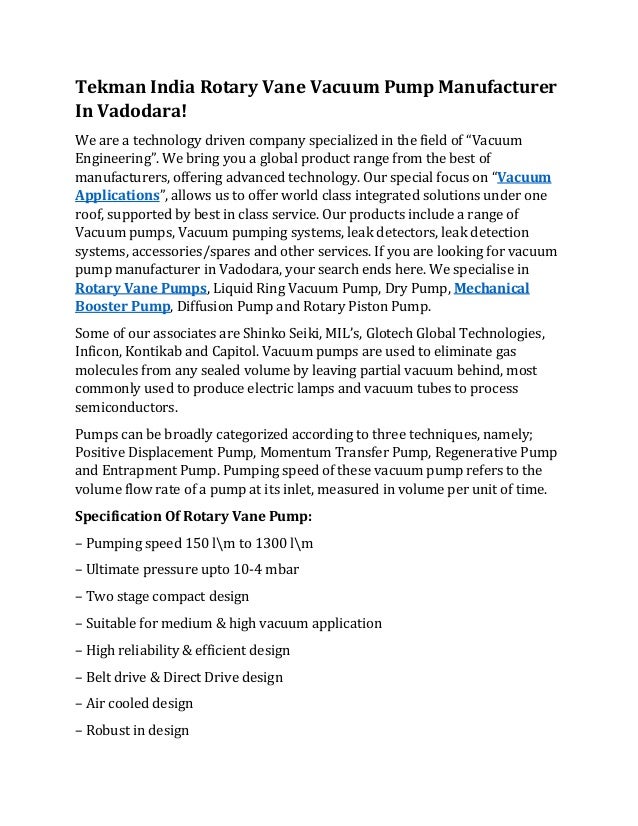 Working Principle Of Rotary Vane Vacuum Pump!