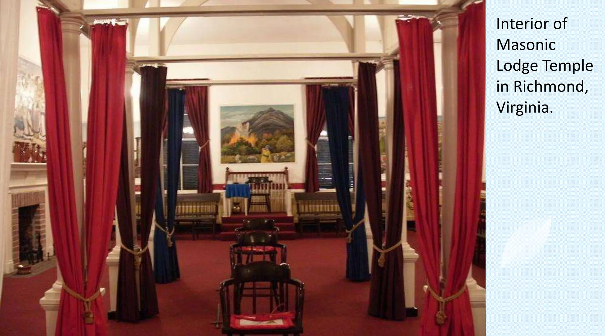 Interior of
Masonic
Lodge Temple
in Richmond,
Virginia.
 