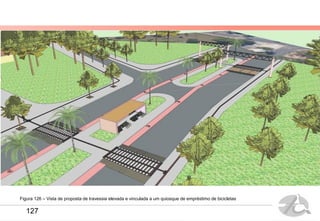 Figura 126 – Vista de proposta de travessia elevada e vinculada a um quiosque de empréstimo de bicicletas
127
 