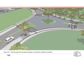 Figura 161 – Vista de proposta de travessias elevadas no cruzamento complexo da rotatória.
149
 