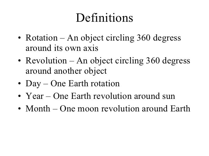 Rotation Revolution Day Month Year