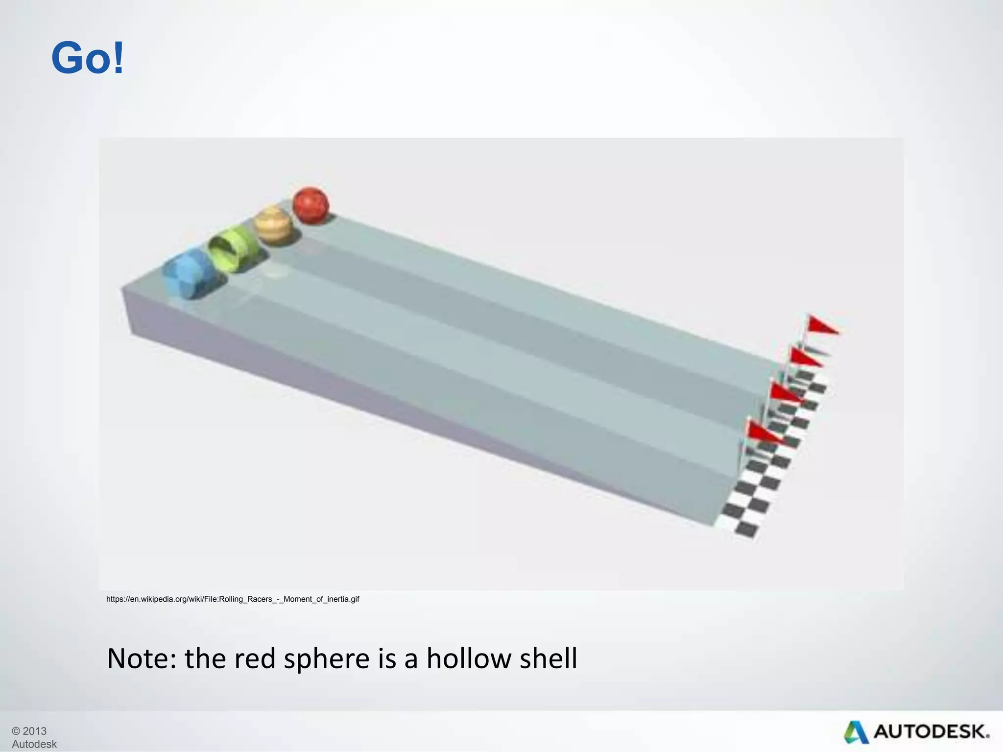 Go!

https://en.wikipedia.org/wiki/File:Rolling_Racers_-_Moment_of_inertia.gif

Note: the red sphere is a hollow shell
© 2013
Autodesk

 