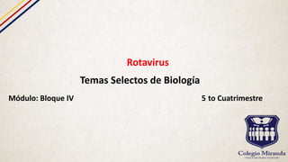 Rotavirus
Temas Selectos de Biología
Módulo: Bloque IV 5 to Cuatrimestre
 