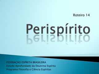 FEDERAÇÃO ESPÍRITA BRASILEIRA
Estudo Aprofundado da Doutrina Espírita
Programa Filosofia e Ciência Espíritas
Roteiro 14
 