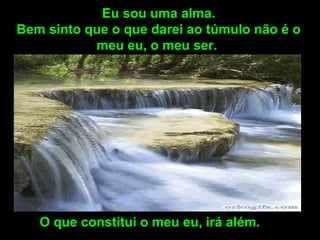 Eu sou uma alma.
Bem sinto que o que darei ao túmulo não é o
meu eu, o meu ser.
O que constitui o meu eu, irá além.
 