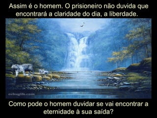 Assim é o homem. O prisioneiro não duvida que
encontrará a claridade do dia, a liberdade.
Como pode o homem duvidar se vai encontrar a
eternidade à sua saída?
 