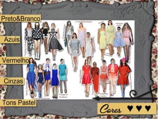 cor

• PAINEL DE PARÂMETROS - DISCIPLINA DE
  PLANEJAMENTO E PROJETO
• Identificar na pesquisa de tendências de moda
  internacional as seguintes características abaixo
  relacionadas, conforme proposta mais coerente com a
  marca, lifestyle e segmento de mercado do projeto:
• • Texturas e tecidos;
• • Cores e harmonias;
• • Formas e modelagens;
• • Estampas e padronagens.
 