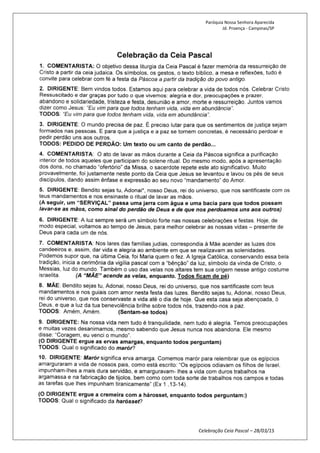 Paróquia Nossa Senhora Aparecida
Jd. Proença - Campinas/SP
Celebração Ceia Pascal – 28/03/15
 