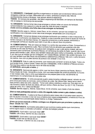 Paróquia Nossa Senhora Aparecida
Jd. Proença - Campinas/SP
Celebração Ceia Pascal – 28/03/15
 