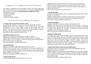 Condições para lucrar a indulgência do Ano Santo da Misericórdia
Para receber a indulgência todos são chamados a realizar uma breve peregrinação
rumo à Porta Santa, aberta em cada Catedral ou nas igrejas estabelecidas pelo
Bispo diocesano, como sinal do profundo desejo de verdadeira conversão.
- Confissão Sacramental.
- Comunhão eucarística.
- Oração do Creio.
- Oração nas intenções do Papa.
Um Caminho de Conversão e Reflexões para peregrinação
- O Cruzeiro (Pça. Cel. Zoroastro de Oliveira – CEC)
Da maldição para a bênção, a cruz de Jesus é fonte de salvação (Mt 27, 45-56)
ORAÇÃO: Senhor Jesus, a Cruz expressa o amor de Deus Pai por mim e pela
humanidade. Na cruz, o Senhor chegou ao ápice de Tua entrega. Quero hoje
acolher o Teu amor, pôr em prática este amor que recebi do Senhor e tomar a
minha cruz de cada dia. Acompanha-me nesta peregrinação.
Rezar Creio, Pai-nosso, Ave-Maria e Glória ao Pai.
- Igreja Nossa Senhora das Dores
Maria aceito e apresentou a misericórdia ao mundo (Lc 1, 26-38)
ORAÇÃO: Maria, apresenta-me teu Filho Jesus, a Misericórdia do Pai. Quero,
também, gerá-Lo no meu coração e na minha vida. Quero sempre a Misericórdia de
Jesus no meu coração e na minha vida.
Rezar Creio, Pai-nosso, Ave-Maria e Glória ao Pai.
- Igreja São Sebastião
Reconhecer-se pecador e partir para casa do Pai. (Lc 15, 11-20)
ORAÇÃO: Jesus Cristo, bom Pastor, misericordioso em Teus gestos e palavras, me
ensina, com esta parábola que sou este filho que saiu de casa e agora precisa
voltar. Obrigado, Jesus, por me dizer que há um Pai cheio de misericórdia que está
de braços abertos à minha espera.
Rezar Creio, Pai-nosso, Ave-Maria e Glória ao Pai.
- Oratório de São Vicente
O olhar misericordioso de Jesus ao próximo. (Lc 17, 11-19)
ORAÇÃO: Jesus faze sempre que tenhamos o mesmo olhar que tiveste para os
doentes e enfermos. Faze sempre com que possamos olhar o próximo como se
fosse nós mesmos. Obrigado, Senhor, por me tornar cada dia menos egoísta e
cada vez mais solidário.
Rezar Creio, Pai-nosso, Ave-Maria e Glória ao Pai.
- Cemitério Municipal
A vida terrena é preparação para a do céu, nela estamos como criancinhas no reino
dos céus. (Lc 23, 33-43)
ORAÇÃO: Pai Misericordioso, concedei aos nossos irmãos e irmãs que, tendo
professado o mistério de nossa ressurreição, mereçam alegrar-se na eterna.
Rezar Creio, Pai-nosso, Ave-Maria e Glória ao Pai.
- Capela de São Miguel
Seus anjos contemplam sem cessar a face de meu Rei (Mt 18, 6-10)
ORAÇÃO: Jesus misericordioso, contemplando os Santos Arcanjos e os Anjos da
Guarda queremos pedir para que não sejamos motivo de escândalo na comunidade
e também pelos políticos que assumirão em primeiro de janeiro, para que
trabalhem em favor dos pequenos do Reino.
Rezar Creio, Pai-nosso, Ave-Maria e Glória ao Pai.
- Memorial D. Othon Motta
Ó Trindade Santa, fonte de toda santidade, nós vos louvamos pela vida de vosso
servo, Dom Othon Motta, Pastor de vosso rebanho, que a todos mostrou a vossa
ternura e misericórdia, dai-nos a graça de viver a caridade fraterna, dando especial
atenção aos mais necessitados e frágeis. Concedei, também, que por sua
intercessão alcancemos a graça especial de que tanto necessitamos (apresentar o
pedido), se for para nosso bem e nossa salvação, e que um dia possamos vê-lo
inscrito entre os vosso santos. Por Cristo, Nosso Senhor.
- Catedral Santo Antônio, diante da porta da Misericórdia.
Gratidão pelo caminho de conversão percorrido, pela peregrinação feita, pela
Misericórdia do Pai (Lc 15, 20b-24)
ORAÇÃO: Obrigado, Pai Misericordioso, pela peregrinação que pude fazer, obrigado
pelo Teu abraço. Eu andei distante do Senhor, eu sofri por causa dos meus pecados
e por causa da minha humanidade, mas o Senhor me ajudou até aqui, e agora entro
para festejar Contigo.
Rezar Creio, Pai-nosso, Ave-Maria e Glória ao Pai.
 