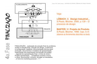 Veja:

LÖBACH, B. Design Industrial...
S.Paulo, Blücher, 2000. p.139 – O
processo de design.

BAXTER, M. Projeto de Produto.
S.Paulo, Blücher, 1998. Caps. 5 e 9.
observe as ferramentas descritas no texto.
 