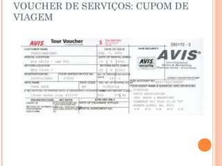 VOUCHER DE SERVIÇOS: CUPOM DE
VIAGEM
 