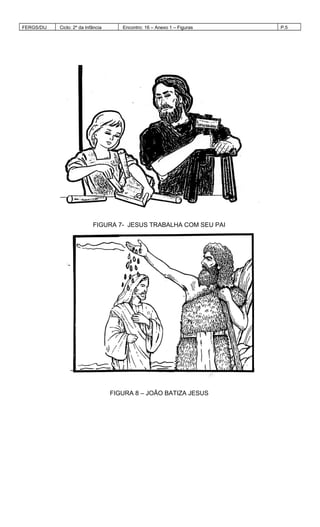 FERGS/DIJ Ciclo: 2º da Infância Encontro: 16 – Anexo 1 – Figuras P.5
FIGURA 7- JESUS TRABALHA COM SEU PAI
FIGURA 8 – JOÃO BATIZA JESUS
 