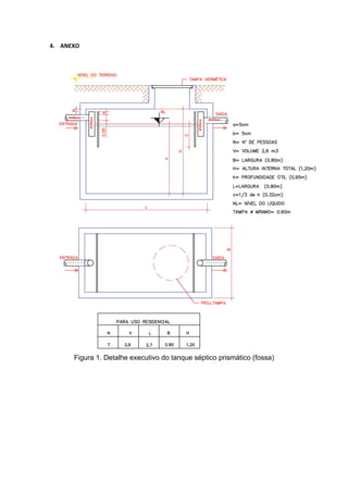4. ANEXO
Figura 1. Detalhe executivo do tanque séptico prismático (fossa)
 