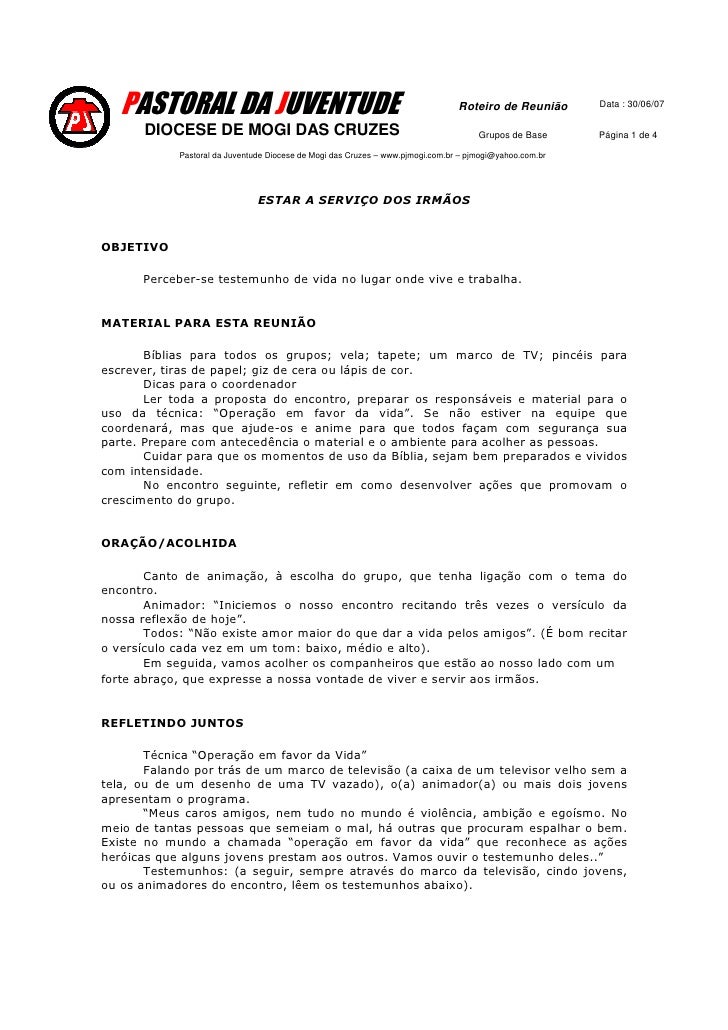 PASTORAL DA JUVENTUDE                                                                                 Data : 30/06/07
    ...