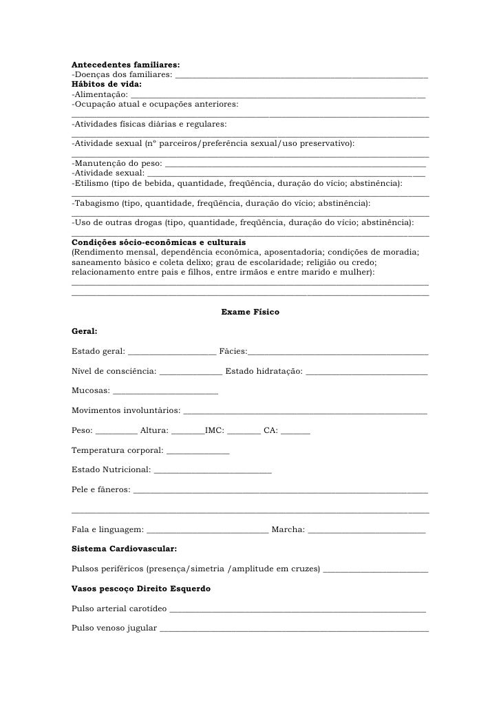 Roteiro exame fisico