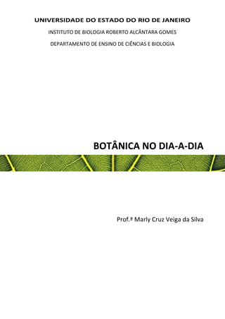 UNIVERSIDADE DO ESTADO DO RIO DE JANEIRO
INSTITUTO DE BIOLOGIA ROBERTO ALCÂNTARA GOMES
DEPARTAMENTO DE ENSINO DE CIÊNCIAS E BIOLOGIA
BOTÂNICA NO DIA-A-DIA
Prof.ª Marly Cruz Veiga da Silva
 