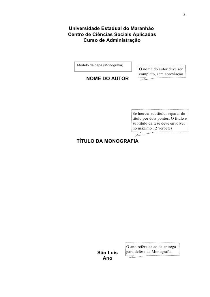 Modelo capa monografia