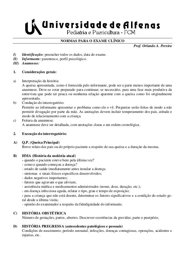 Modelo de exame fisico completo