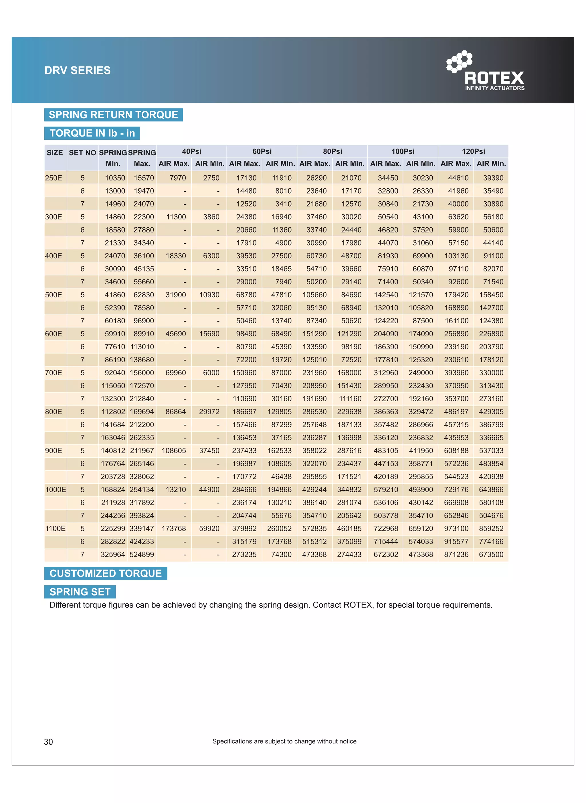 ROTEX Controls Pneumatic Actuator Catalog Models DRC, DRS, and DRV PDF
