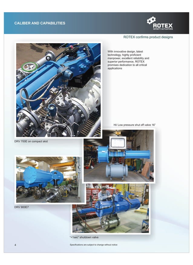 ROTEX Controls Pneumatic Actuator Catalog Models DRC, DRS, and DRV