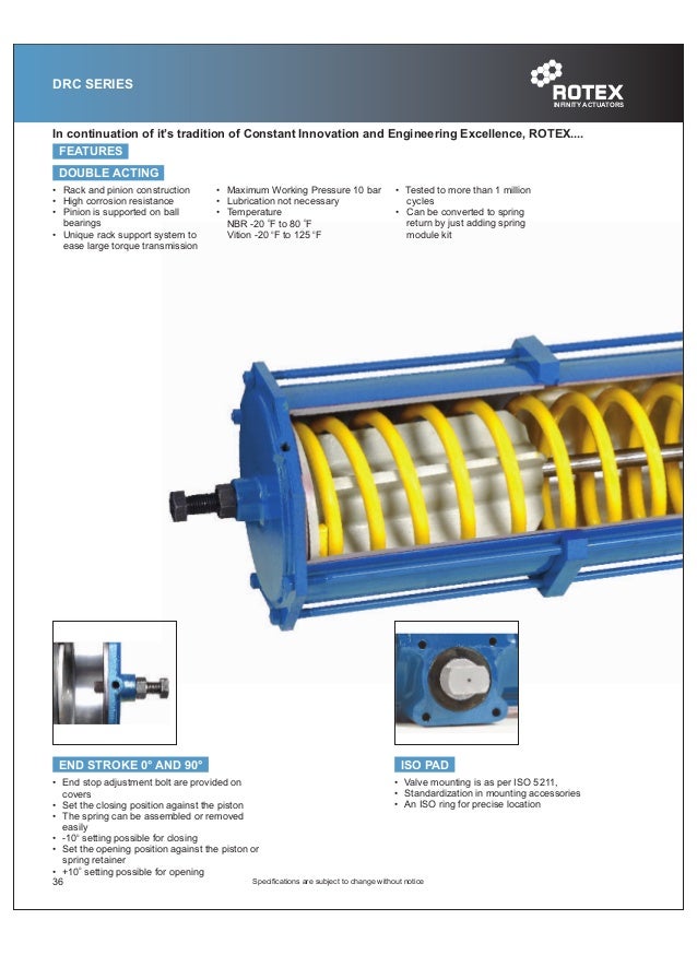 ROTEX Controls Pneumatic Actuator Catalog Models DRC, DRS, and DRV