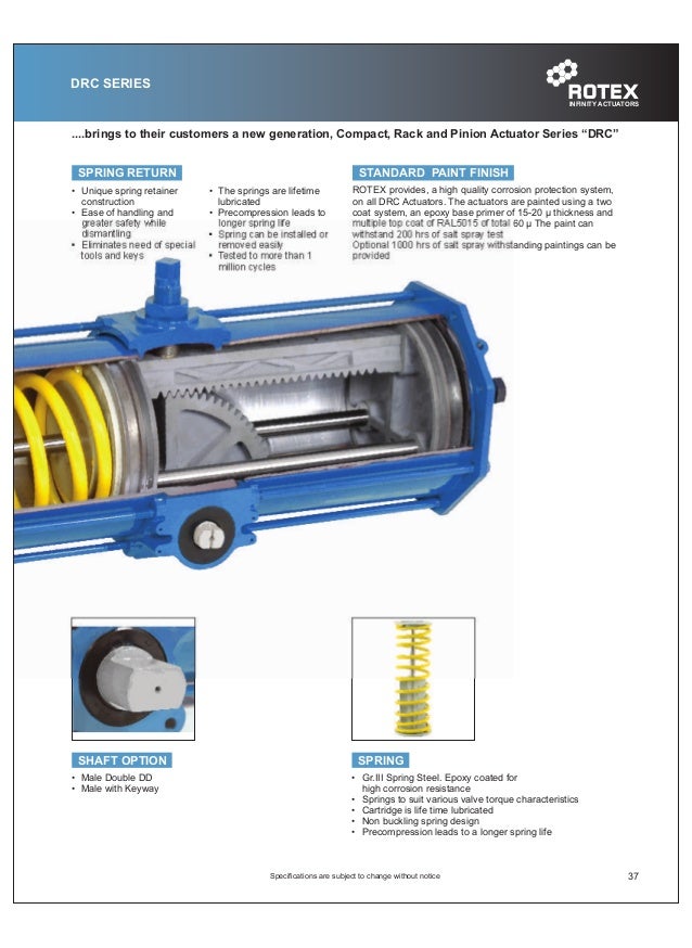 ROTEX Controls Pneumatic Actuator Catalog Models DRC, DRS, and DRV
