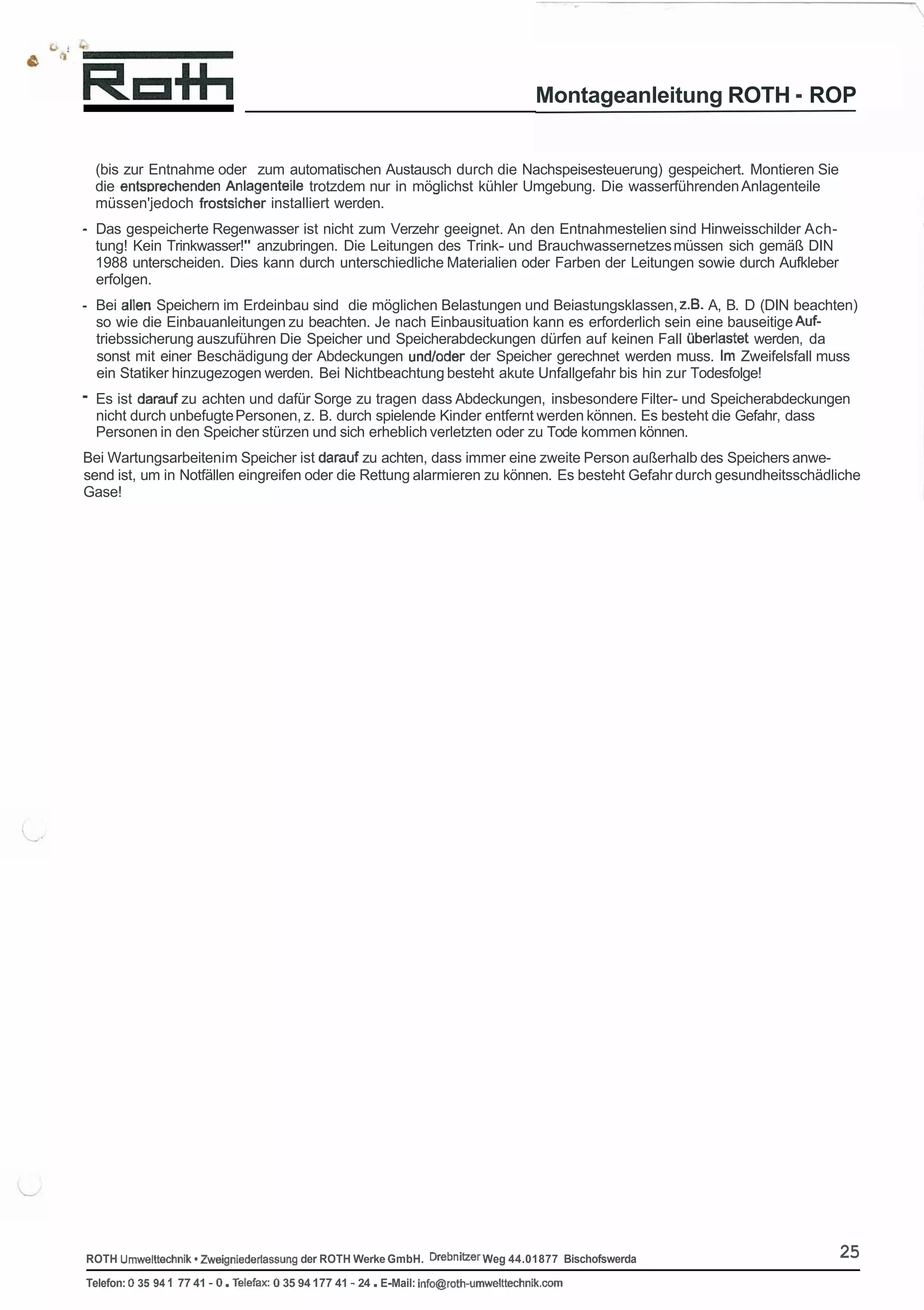 RW Installation Manual, Deutsch Ocr