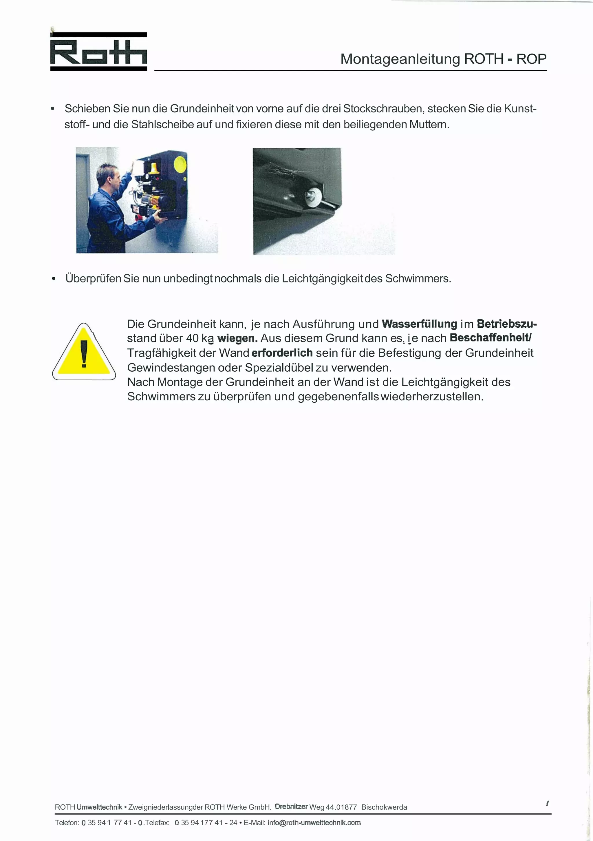 RW Installation Manual, Deutsch Ocr