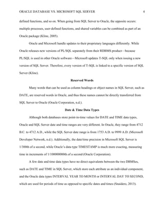 Oracle vs. MS SQL Server | DOC