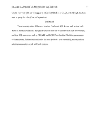 Oracle vs. MS SQL Server | DOC