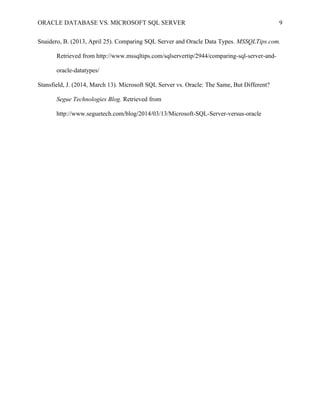 Oracle vs. MS SQL Server | DOC
