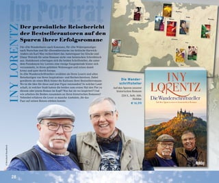 28
INYLORENTZ
Die Wander-
schriftsteller
Auf den Spuren unserer
historischen Romane
224 S., farb. Abb.
Holiday
€ 16,99
©BernhardHaselbeck
Der persönliche Reisebericht
der Bestsellerautoren auf den
Spuren ihrer Erfolgsromane
Für »Die Wanderhure« nach Konstanz, für »Die Widerspenstige«
nach Warschau und für »Dezembersturm« ins britische Harwich:
Anders als Karl May recherchiert das Autorenpaar Iny Klocke und
Elmar Wolrath für seine Romane nicht vom heimischen Schreibtisch
aus. Stattdessen schwingen sich die beiden Schriftsteller, die unter
dem Pseudonym Iny Lorentz eine riesige Fangemeinde hinter sich
versammeln, in ihren geliebten Wohnwagen und reisen damit
kreuz und quer durch Europa.
In »Die Wanderschriftsteller« erzählen sie ihren Lesern und allen
Reiselustigen von ihren Inspirations- und Recherchereisen. Dabei
gewähren sie einen Blick hinter die Kulissen ihrer Bestsellerromane:
Wo ist die Idee für diese und jene Figur entstanden? In welcher Land-
schaft, in welcher Stadt hatten die beiden zum ersten Mal den Plot zu
diesem oder jenem Roman im Kopf? Was hat sie wo inspiriert? Und
wie arbeiten die Beiden zusammen an ihren historischen Romanen?
Nebenbei erfahren die Leser so manche Anekdote, die das
Paar auf seinen Reisen erleben konnte.
 