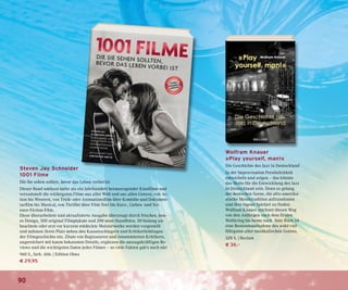 90
Steven Jay Schneider
1001 Filme
Die Sie sehen sollten, bevor das Leben vorbei ist
Dieser Band umfasst mehr als ein Jahrhundert herausragender Kinofilme und
versammelt die wichtigsten Filme aus aller Welt und aus allen Genres, von Ac-
tion bis Western, von Trick- oder Animationsfilm über Komödie und Dokumen-
tarfilm bis Musical, von Thriller über Film Noir bis Kurz-, Liebes- und Sci-
ence-Fiction-Film.
Diese überarbeitete und aktualisierte Ausgabe überzeugt durch frisches, neu-
es Design, 500 original Filmplakate und 200 neue Standfotos. 50 bislang un-
beachtete oder erst vor kurzem entdeckte Meisterwerke werden vorgestellt
und nehmen ihren Platz neben den Kassenschlagern und Kritikerlieblingen
der Filmgeschichte ein. Zitate von Regisseuren und renommierten Kritikern,
angereichert mit kaum bekannten Details, ergänzen die aussagekräftigen Re-
views und die wichtigsten Daten jedes Filmes – so viele Fakten gab’s noch nie!
960 S., farb. Abb. | Edition Olms
€ 29,95
Wolfram Knauer
»Play yourself, man!«
Die Geschichte des Jazz in Deutschland
In der Improvisation Persönlichkeit
entwickeln und zeigen – das könnte
das Motto für die Entwicklung des Jazz
in Deutschland sein. Denn es gelang
der deutschen Szene, die afro-amerika-
nische Musiktradition aufzunehmen
und ihre eigene Spielart zu finden.
Wolfram Knauer zeichnet diesen Weg
von den Anfängen nach dem Ersten
Weltkrieg bis heute nach. Sein Buch ist
eine Bestandsaufnahme des wohl viel-
fältigsten aller musikalischen Genres.
528 S. | Reclam
€ 36,–
 