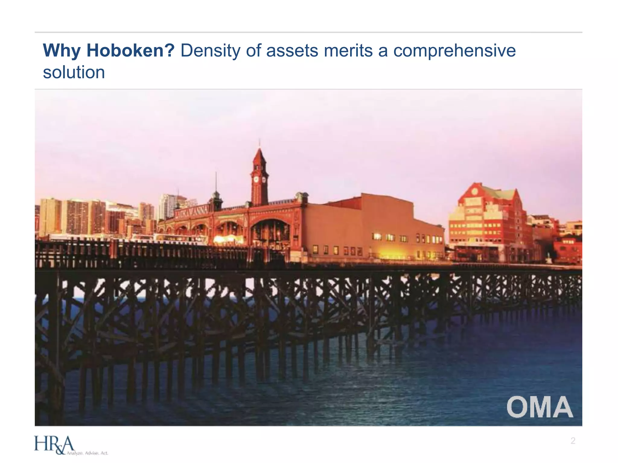 2
Why Hoboken? Density of assets merits a comprehensive
solution
 