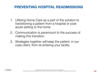 REDUCING HOSPITAL READMISSIONS: 
Partnering for success
State of the Industry: What has changed?
20% readmission rate = $1...
