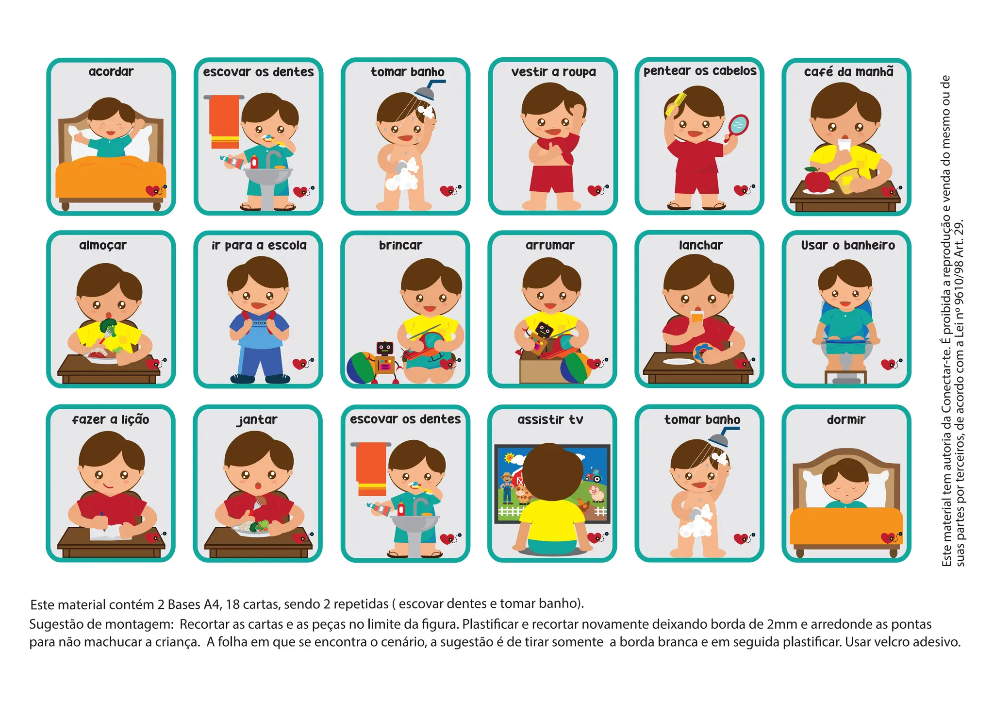 Rotina Visual Desenhos Rotina diária Menino autista pd | PDF