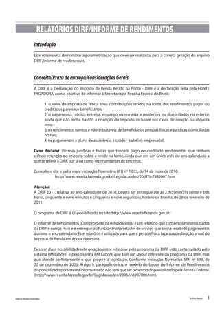 Layout Dirf TOTVS - Rotinas anuais | PDF