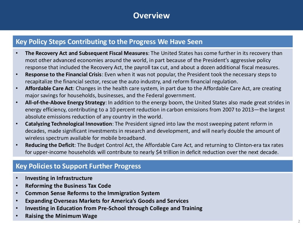 Overview 2 Key Policy Steps