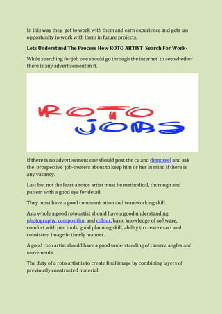 SKILL NEEDED TO BE A ROTO ARTIST