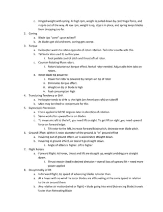 Rolling the rotor blade side to side. Greater pitch = greater lift.