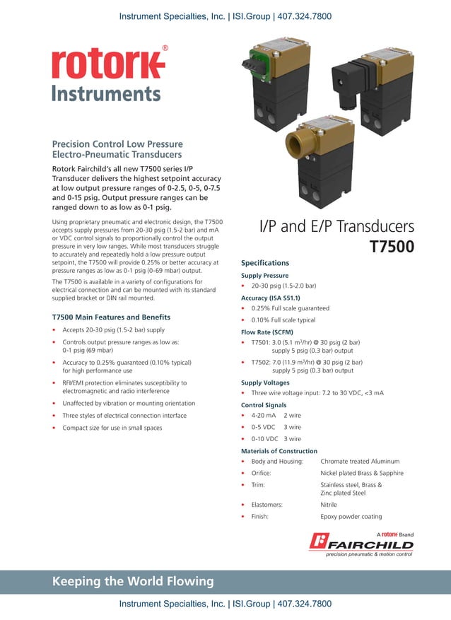 I/P and E/P Transducers for Electric to Pneumatic Signal Conversion PDF